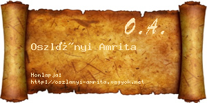 Oszlányi Amrita névjegykártya